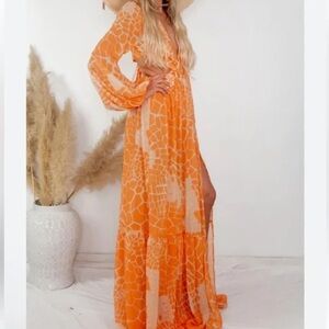 NWT Elegant 12th Tribe Maxi Dress/ Orange
